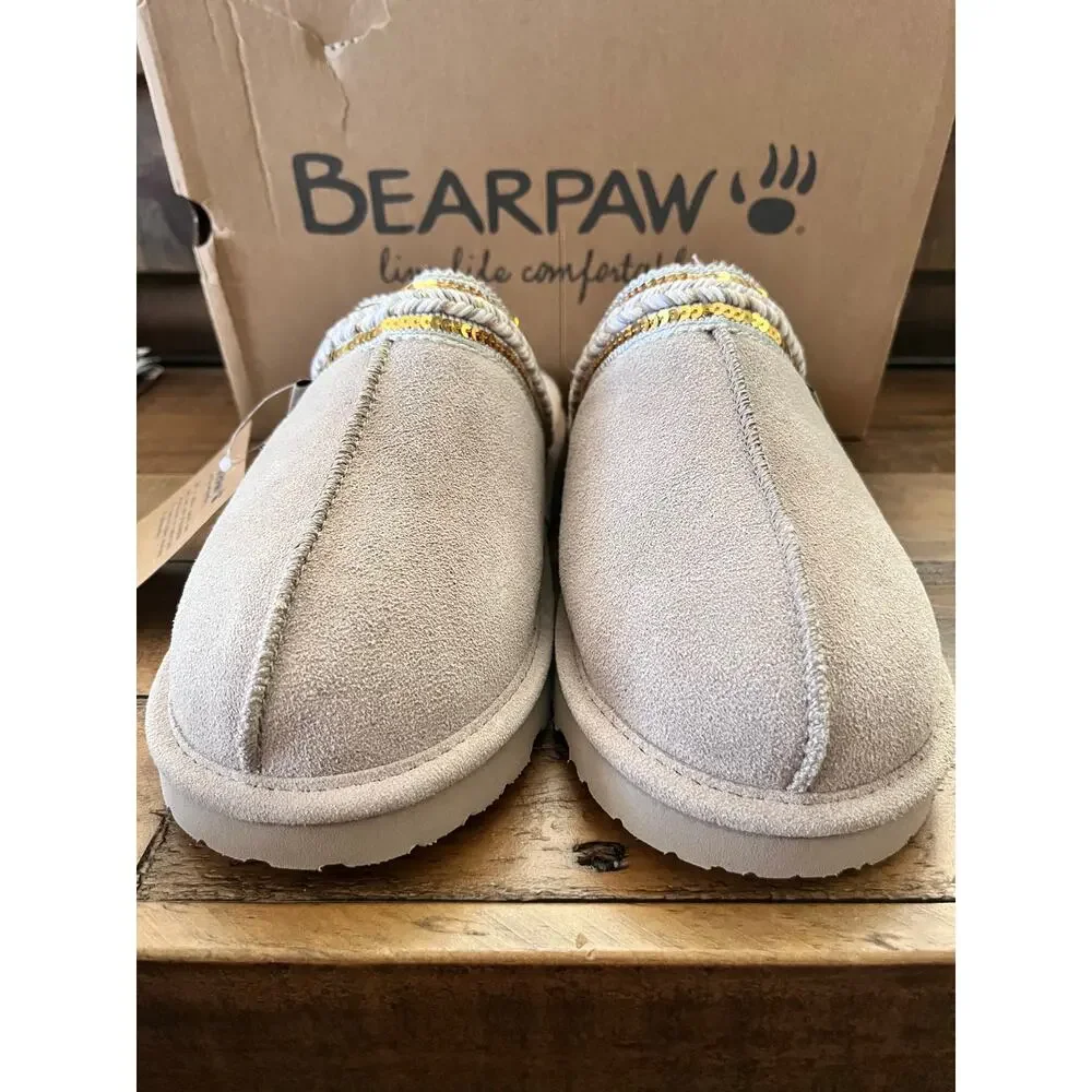 BEARPAW Tanya Suede Embellished Slipper Mule Women's Sz 8 NEW - Picture 2 of 9